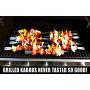 Cave Tools Barbecue Skewers Set (10) - Stainless Steel Wide BBQ Kabob Sticks - 12 Inch Flat Metal Shish Kabab with Food Remover Disc for Grilling