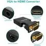 VGA to HDMI Adapter Converter with Audio,(PC VGA Source Output to TV/Monitor with HDMI Connector),FOINNEX Active Male VGA in Female HDMI 1080p Video Dongle adaptador for Computer,Laptop,Projector