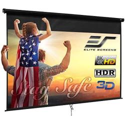 Elite Screens Manual B, 120-INCH 16:9, Manual Pull Down Projector Screen 4K / 8K Ultra HDR 3D Ready with Slow Retract Mechanism, 2-YEAR WARRANTY, M120H, Black