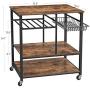 VASAGLE ALINRU Kitchen Cart, Kitchen Baker’s Rack, Utility Storage Shelf with Bottle Holder, Industrial Microwave Stand, Rustic Brown UKKS80X