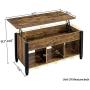 YAHEETECH Lift Top Coffee Table with Hidden Compartment & Shelf, Rustic Style Lift Tabletop Dining/Center Table for Living Room Reception, Solid Wood Legs