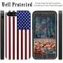 iProductsUS Wood Phone Case Compatible with iPhone 8Plus, 7Plus, 6Plus, 6s Plus and Magnetic Mount, American Flag Printed in USA,Built-in Metal Plate,TPU Rubber Protective White Cover (5.5'')