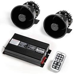 YHAAVALE Car Police Siren,Car Signal Division PA System,DV12V,400W,940 Amplifier Control Box with 2pcs Metal Black Round Cone Speaker,Car Electronic Emergency PA System