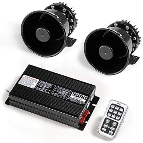 YHAAVALE Car Police Siren,Car Signal Division PA System,DV12V,400W,940 Amplifier Control Box with 2pcs Metal Black Round Cone Speaker,Car Electronic Emergency PA System