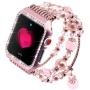 Falandi Apple Watch Band 38mm, Glittering Diamond Metal Rose Gold Case with Handmade Elastic Stretch Bracelet Fashion Women Girls Rhinestone Replacement Strap for iWatch Series 3/2 / 1(S, Pink-38mm)