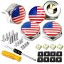 Aootf License Plate Screw Bolt Cap-American Flag Logo Metal Car License Plate Bolts Frame Screws Cover with USA Flag Sticker, License Plate Frame Security Fastener Kit with Anti-Rattle Foam Pads