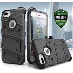 ZIZO Bolt Series for iPhone 8 Plus Case/iPhone 7 Plus Case Military Grade Includes Glass Screen Protector, Belt Holster Clip Lanyard (Gunmetal Gray)