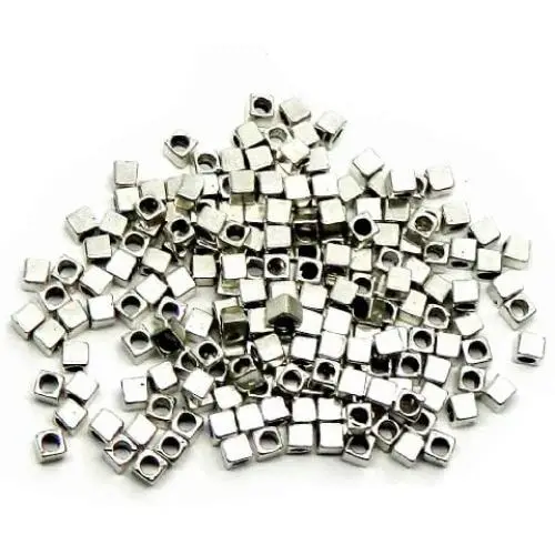Rockin Beads Brand, 180 4x4mm Cube Antiqued Silver Beads Cast Zinc Metal Spacer Beads (Approx 2.5mm Hole) Rockin Beads Brand, 180 4x4mm Cube Antiqued Silver Beads Cast Zinc Metal Spacer Beads (Approx 2.5mm Hole)
