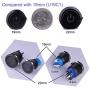 Ulincos Latching Push Button Switch U22A4 1NO1NC SPDT ON/Off Black Metal Shell with Blue LED Suitable for 22mm 7/8'' Mounting Hole(Blue)