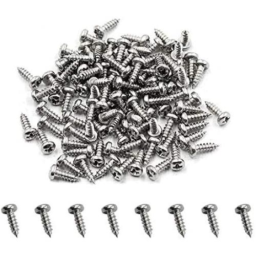 TOUHIA #2 x 1/4'' Pan Head Sheet Metal Screws, Phillips Drive, Full Thread, Stainless Steel 18-8, Bright Finish, Self-Tapping - Pack of 100