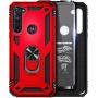 E-Began Case for Motorola Moto G Stylus (2020) with Tempered Glass Screen Protector, Metal Magnetic Ring Holder, Full-Body Protective Military Armor Phone Cover Case -Red