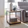 Tall Side End Table by CAFFOZ Furniture Designs |Brooklyn Series | Night Stand | Coffee Table |Storage Shelf | Sturdy | Easy Assembly | Brown Oak Wood Look Accent Furniture with Metal Frame