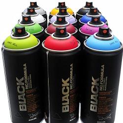 Montana BLACK 400ml Popular Colors Set of 12 Graffiti Street Art Mural Spray Paint