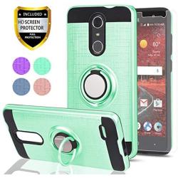 ZTE ZMAX One (Z719DL)/ZTE Grand X4/ZTE Blade Spark Z971 Case with HD Phone Screen Protector,Ymhxcy 360 Degree Rotating Ring & Bracket Dual Layer Resistant Back Cover for ZTE Grand X 4 Z956-ZH Mint