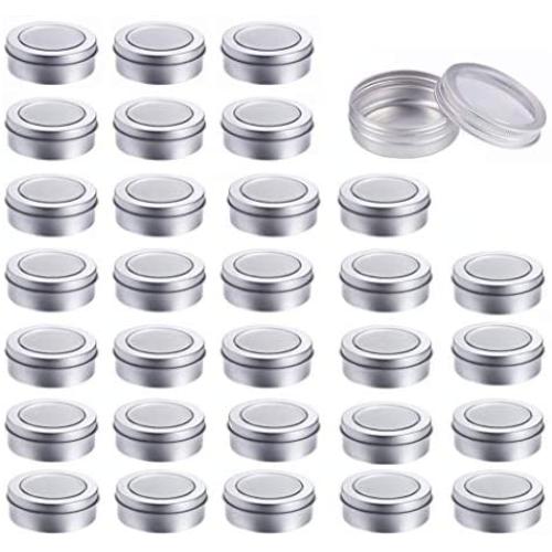 (2oz) 30 Pack Aluminum Cans Round Empty Container Cans with Clear Top for Kitchen, Office, Candles, Candies (2oz) 30 Pack Aluminum Cans Round Empty Container Cans with Clear Top for Kitchen, Office, Candles, Candies