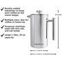 Mixpresso Stainless Steel French Press Coffee Maker 34 Oz 1L Double Wall Metal Insulation Coffee Press &Tea Brewer Easy Clean, And Easy Press