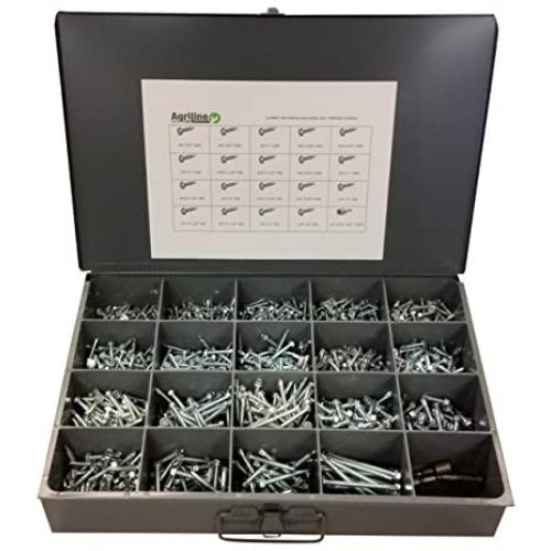 1328 Piece Hex Washer Head Self Drilling Sheet Metal Tek Screw Assortment with Socket Drivers