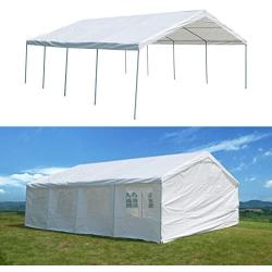 GOJOOASIS 20 x 26 ft Carport Outdoor Metal Commercial Wedding Party Frame Tent w/ Sidewalls 4 Rooms