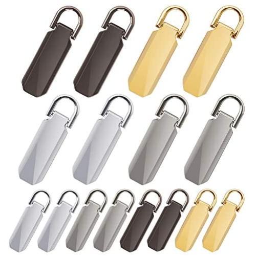 16 Pieces Zipper Pull Luggage Heavy Duty Zipper Tab Pull Replacement Zipper Fixer for Clothes, Suitcase, Luggage, Backpack, DIY Craft, 2 Sizes, 4 Colors