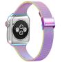 SWEES Compatible with iWatch 38mm 40mm 42mm 44mm, Stainless Steel Metal Narrow Small Soft Thin Replacement Compatible for iWatch Series 6 5 4 3 2 1 SE Women Men, Black, Champagne, Silver, Rose Gold
