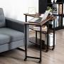 Tangkula 360° Free Rotating Sofa Side Table, Mobile End Table with 2-Tier Storage Shelves, Movable Laptop Table with Sturdy Metal Frame, Couch Side Table Snack Table for Home Office (Walnut)