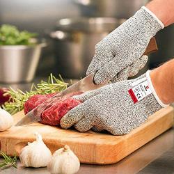 NoCry Cut Resistant Gloves - Ambidextrous, Food Grade, High Performance Level 5 Protection. Size Medium, Complimentary Ebook Included