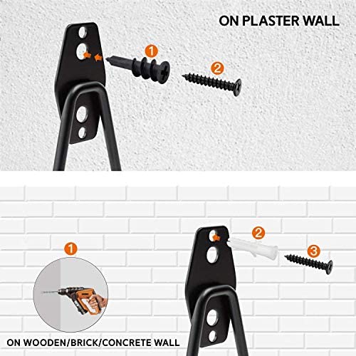 Garage Hooks, 12 Pack Wall Storage Hooks with 2 Extension Cord Storage Straps, Heavy Duty Tool Hangers for Utility Organizations, Wall Mount Holders for Garden Lawn Tools, Ladders, Bike (Black)