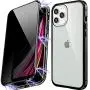 Anti Peeping Magnetic Case for iPhone 7plus/8plus, Privacy Case with Clear Double Sided Tempered Glass [Magnet Absorption Metal Bumper Frame] 360°Protection for iPhone 7plus/8plus-Black