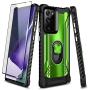 E-Began Case for Samsung Galaxy Note 20 Ultra 5G with Screen Protector (Maximum Coverage, Flexible TPU Film), Magnetic Metal Built-in Ring Holder, Full-Body Protective Shockproof Military Case -Green