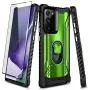 E-Began Case for Samsung Galaxy Note 20 Ultra 5G with Screen Protector (Maximum Coverage, Flexible TPU Film), Magnetic Metal Built-in Ring Holder, Full-Body Protective Shockproof Military Case -Green