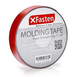 XFasten Super Strength Automotive Molding Tape, Gray, 1-Inch x 30-Foot, Double Sided Exterior Mounting Tape for Auto Body Molding, Trim, Side Mirror, Emblem, Nameplate and Outdoor Applications