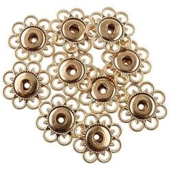 JCBIZ 10 Sets of Metal Sewing Buttons Metal Snap Buttons Clasp Buttons Hollow Flower Sewing Press Studs Buttons Coat Buttons Golden