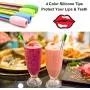 Smoothie Boba Straws Thick Reusable Metal Straws Angled Tips Fat Wide Milkshake Jumbo Bubble Tea Stainless Steel Straw Bulk With Travel Case Carry Bag Silicone Tips Cleaner Brush 12mm 0.5 In 4 Pack