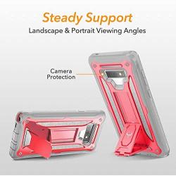 YOUMAKER Kickstand Case for Galaxy Note 9, Full Body with Built-in Screen Protector Heavy Duty Protection Shockproof Rugged Cover for Samsung Galaxy Note 9 6.4 Inch - Pink