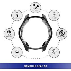 FitTurn Compatible with Gear S3 Frontier SM-R760 Case,Soft TPU Fashion Metal Color Frame Shock Resistant Proof Cover Protector Shell for Samsung Gear S3 Frontier SM-R760, Galaxy Watch 46mm SM-R800