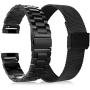 KOREDA Compatible with Fitbit Versa 3/Fitbit Sense Bands Sets, 2 Pack Stainless Steel Metal Band + Mesh Loop Replacement Bracelet Wristband Strap for Fitbit Versa 3/Sense Smartwatch (Black)