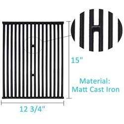 BBQration 2-Pack 15'' x 12 3/4'' CIF436B Each Matte Cast Iron Cooking Grid Replacement for Broil King Models 945584, 945587, 94624, Broil-Mate Models 115557, 1155-54, 1155-57, 115554 and More