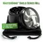 MasterGrind Mill 4 Piece Herb Grinder - Crank Handle Pollen Catcher - Large 2.5 Inch Black Aluminum