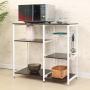 sogesfurniture 3-Tier Kitchen Bakers Rack Utility Shelf Microwave Stand with Storage and Drawer Storage Cart Workstation Shelf,Black BHUS-W5S-BK