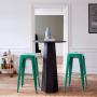 Furmax 30 Inches Metal Bar Stools High Backless Stools Indoor Outdoor Stackable Kitchen Stools Set of 4 (Green)