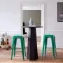 Furmax 30 Inches Metal Bar Stools High Backless Stools Indoor Outdoor Stackable Kitchen Stools Set of 4 (Green)