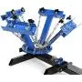 VEVOR Screen Printing Press 4 Color 1 Station and 4 Pieces 20x20 Inch Aluminum Silk Screen Printing Frames with White 110 Count Mesh