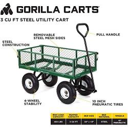 Gorilla Carts GOR400-COM Steel Garden Cart with Removable Sides, 400-lbs. Capacity, Green