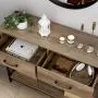 HOMECHO Console Table with Drawers, Tall Entryway Table with Storage, Narrow Sofa Hallway Table for Bedroom Living Room, Metal Frame, Rustic Brown HOMECHO Console Table with Drawers, Tall Entryway Table with Storage, Narrow Sofa Hallway Table for Bedroom Living Room, Metal Frame, Rustic Brown