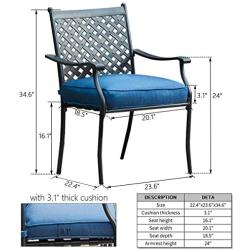 Top Space 4 Pieces Pstio Dining Chairs Stackable Wrought Iron Metal Patio Dining Chair Outdoor Dining Chairs Set with Steel Frame and Oxford Cushion