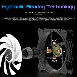 upHere 120mm 5V 3PIN Addressable RGB Case Fan Motherboard Sync Adjustable Colorful LED Fans with Controller 5x120mm PWM Fans PF1207-5