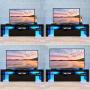 HOVNEE TV Stand Entertainment Center with 20 LED Color Effects, Living Room Console Table Storage Cabinet Television Stands for 65 inch TVs, Black