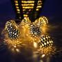 LED Globe String Lights, Decorative Moroccan Orb, 20 Big Golden Metal Balls, Bright Warm Lights, Battery Powered