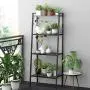 HOMFA Metal 4 Shelf Bookcase, Multifunctional Ladder-Shaped Plant Flower Stand Rack Bookrack Storage Shelves, Black HOMFA Metal 4 Shelf Bookcase, Multifunctional Ladder-Shaped Plant Flower Stand Rack Bookrack Storage Shelves, Black