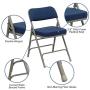 Flash Furniture HERCULES Series Premium Curved Triple Braced & Double Hinged Navy Fabric Metal Folding Chair